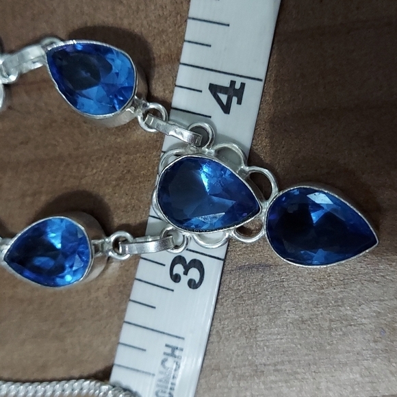 BLUE Topaz Sterling Silver Necklace - Picture 5 of 6